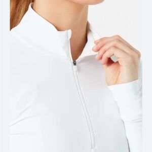 Vuori White Fitted Long Sleeve Zippered Top